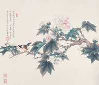 任重 2005年作 芙蓉翠鸟 镜心